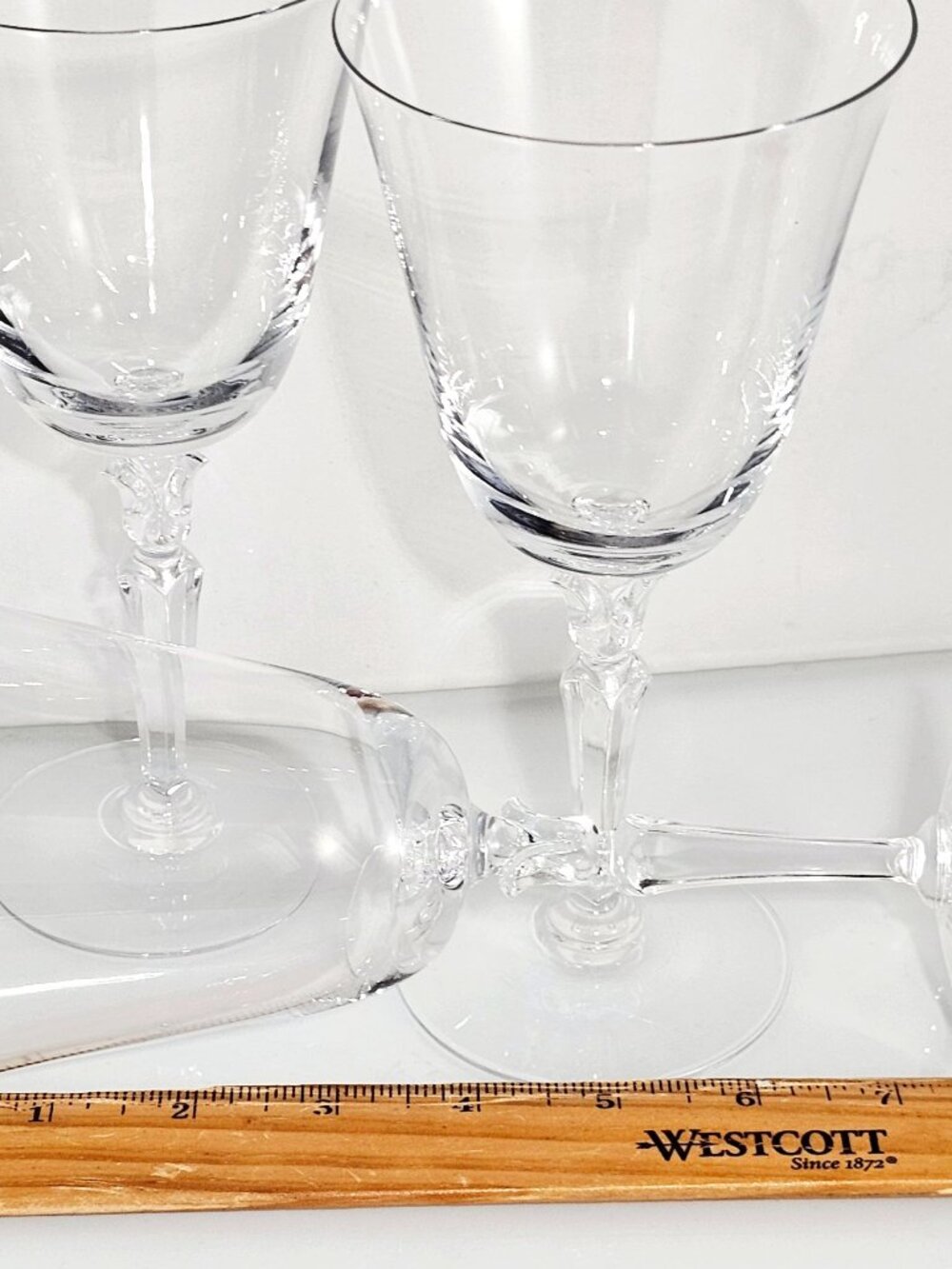 3 Fostoria Promise Goblets 7.5" Crystal water glasses elegant floral stem tulip - Picture 4 of 6